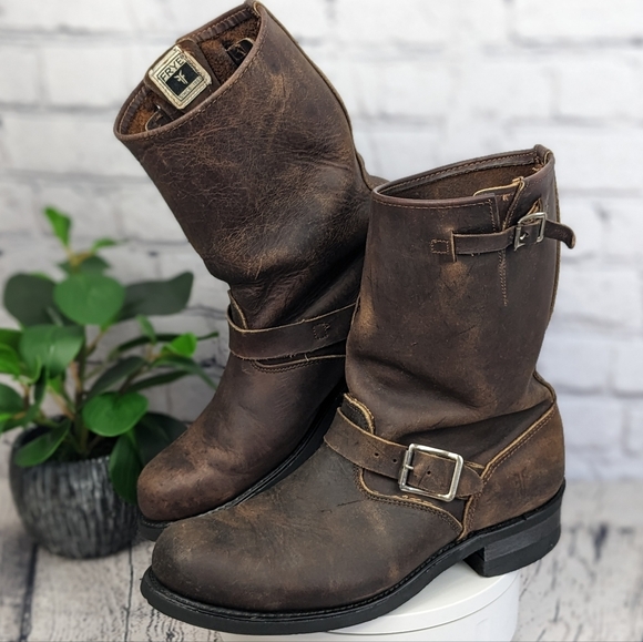 Frye Engineer 9.5M D full grain brown leather boots, USA made - Picture 2 of 15